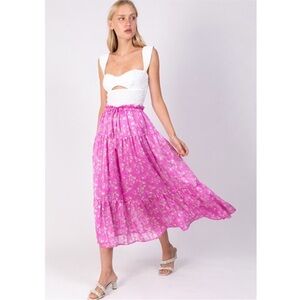Sabina Musayev Pink Floral maxi Skirt size medium